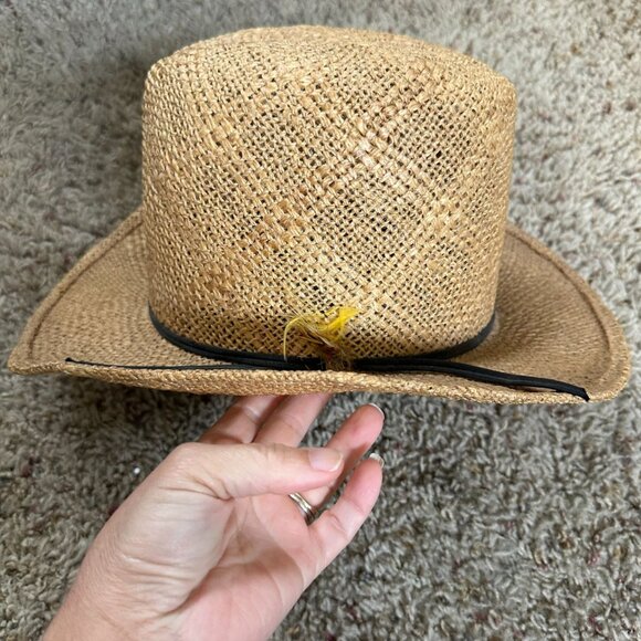 Stetson Roadrunner Straw Hat Western Style Hatband & Interior Band Brown - Picture 3 of 7